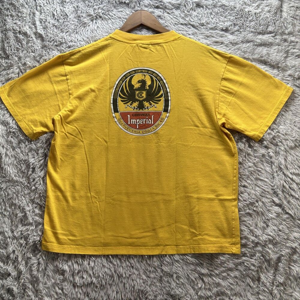 Y2K Boxy Cerveza Imperial Shirt Mens Large Yellow Costa‎ Rica Beer Graphic Logo